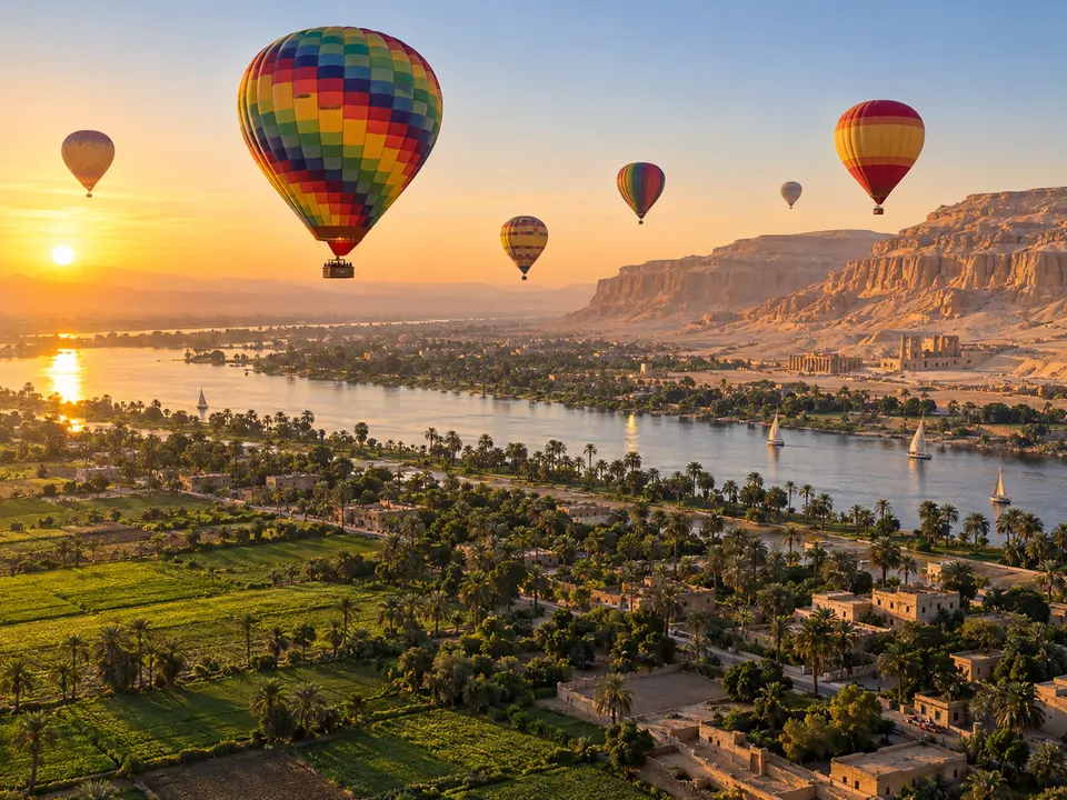 Balloons over Luxor at sunrise